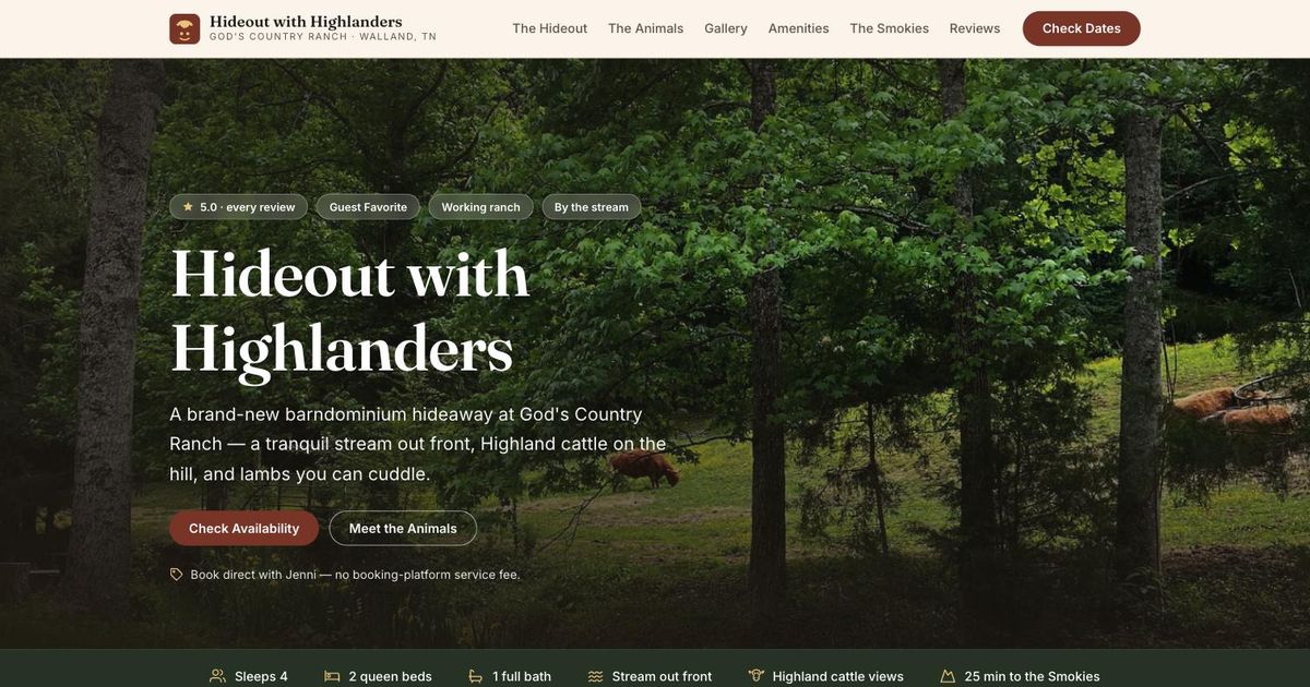 Hideout with Highlanders homepage