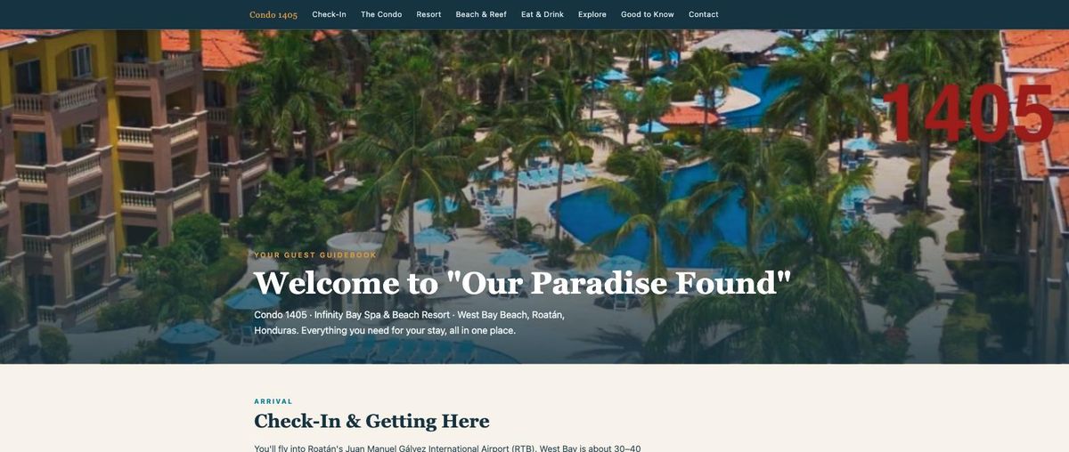 Roatán 1405 guest guidebook